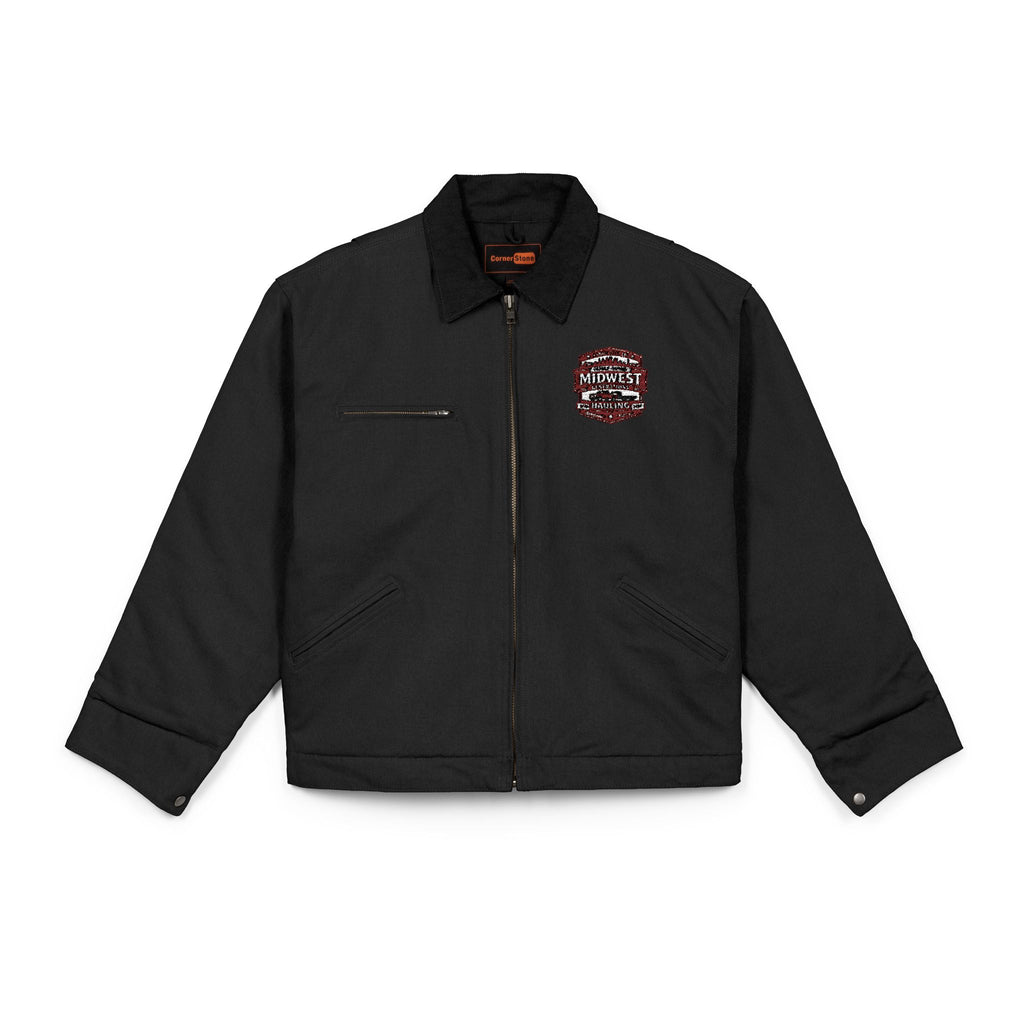 Work Jacket with Patriotic Floral Emblem – Durable Duck Cloth Utility Jacket (embroidered)