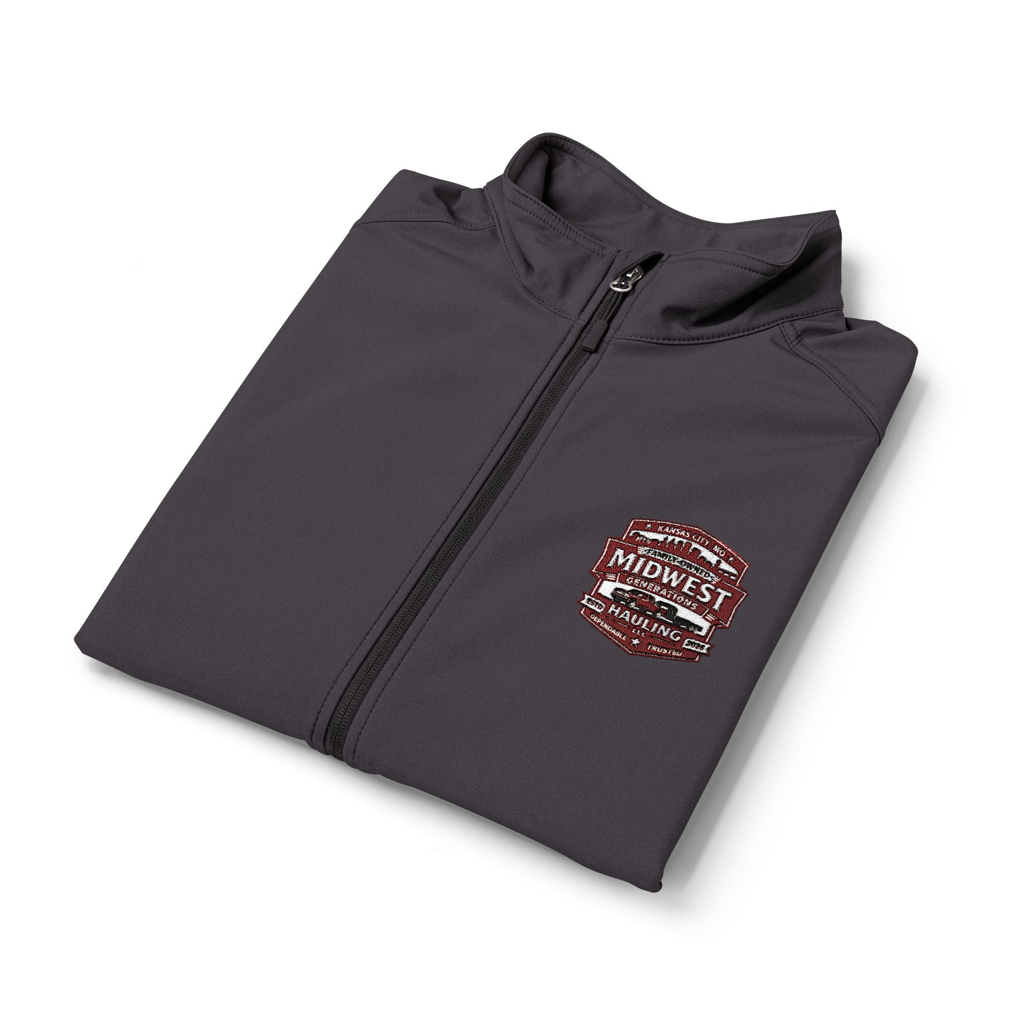 Men's Soft Shell Vest — Subtle Red & White Pixel Patch (embroidered)