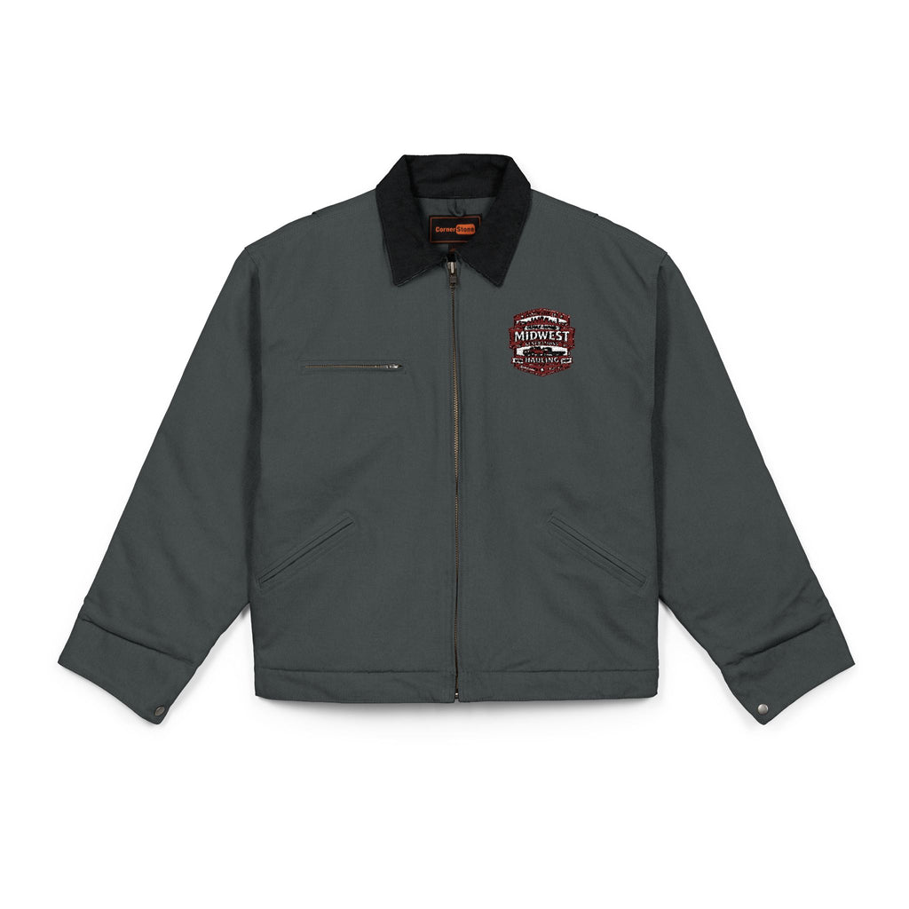 Work Jacket with Patriotic Floral Emblem – Durable Duck Cloth Utility Jacket (embroidered)