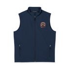 Men's Soft Shell Vest — Subtle Red & White Pixel Patch (embroidered)