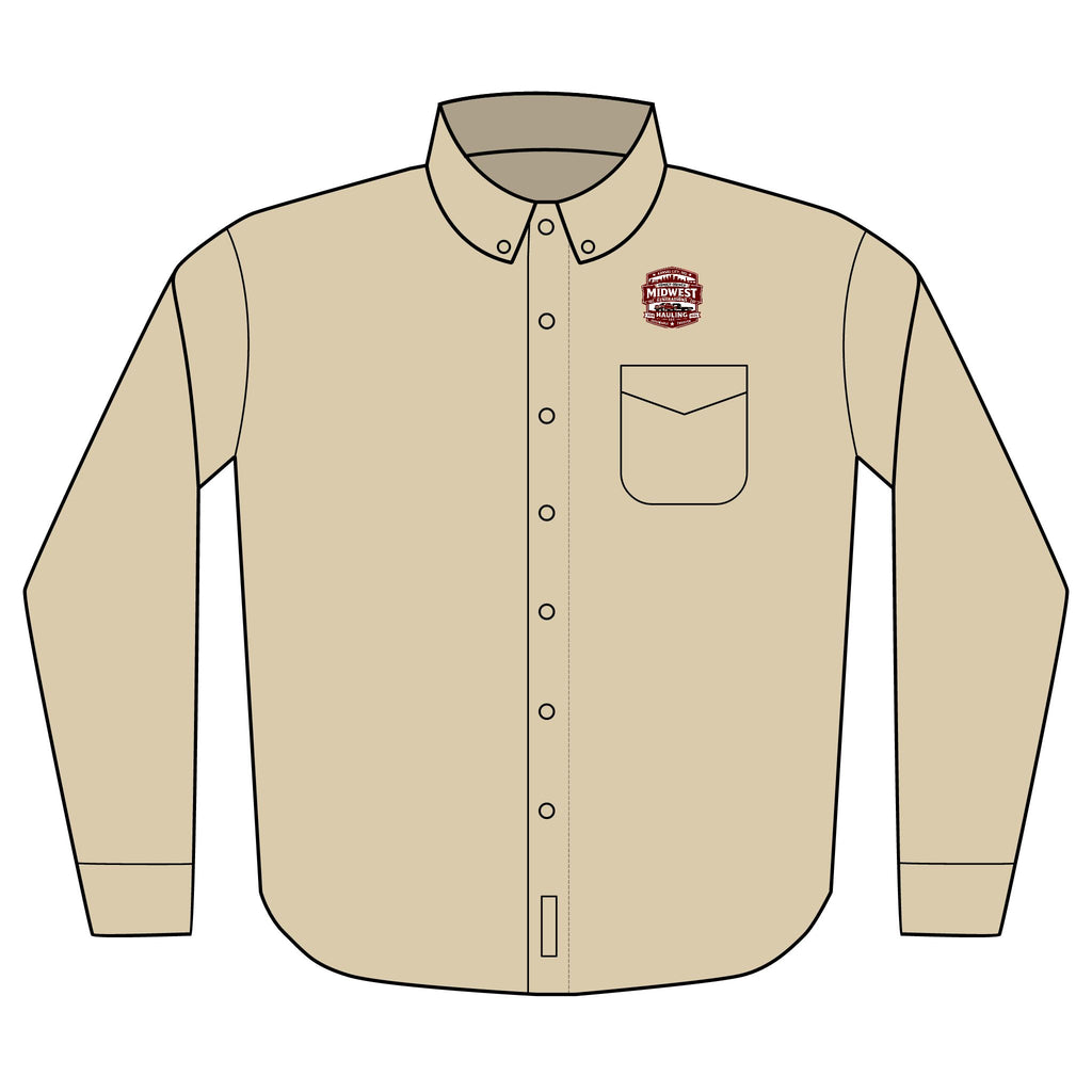 Embroidered Long Sleeve Work Shirt — Chest Logo Button-Down