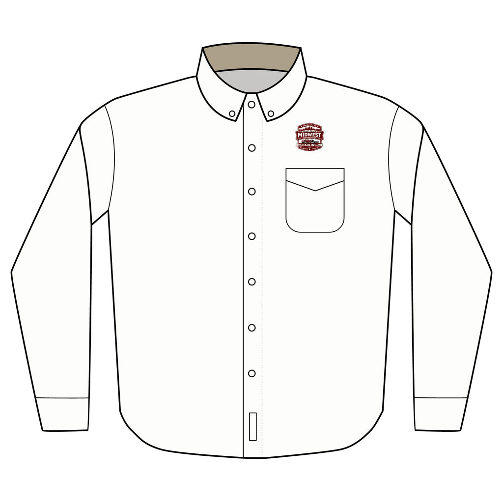 Embroidered Long Sleeve Work Shirt — Chest Logo Button-Down