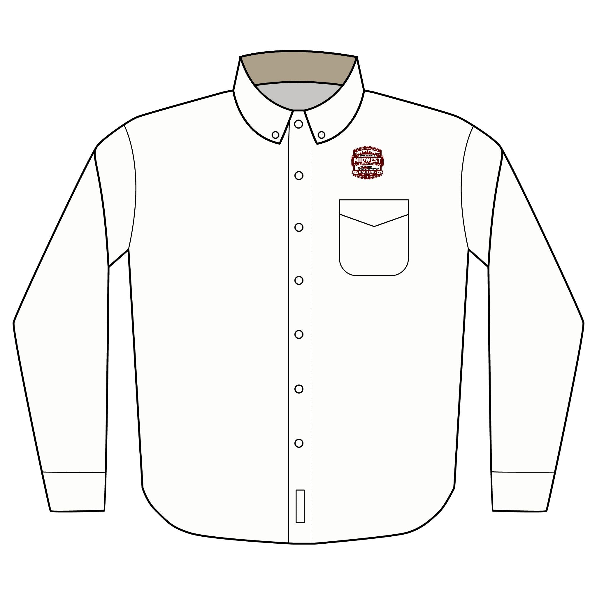 Embroidered Long Sleeve Work Shirt — Chest Logo Button-Down