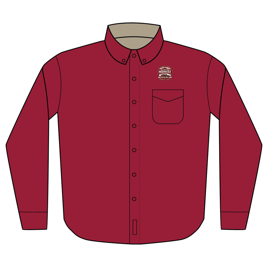 Embroidered Long Sleeve Work Shirt — Chest Logo Button-Down