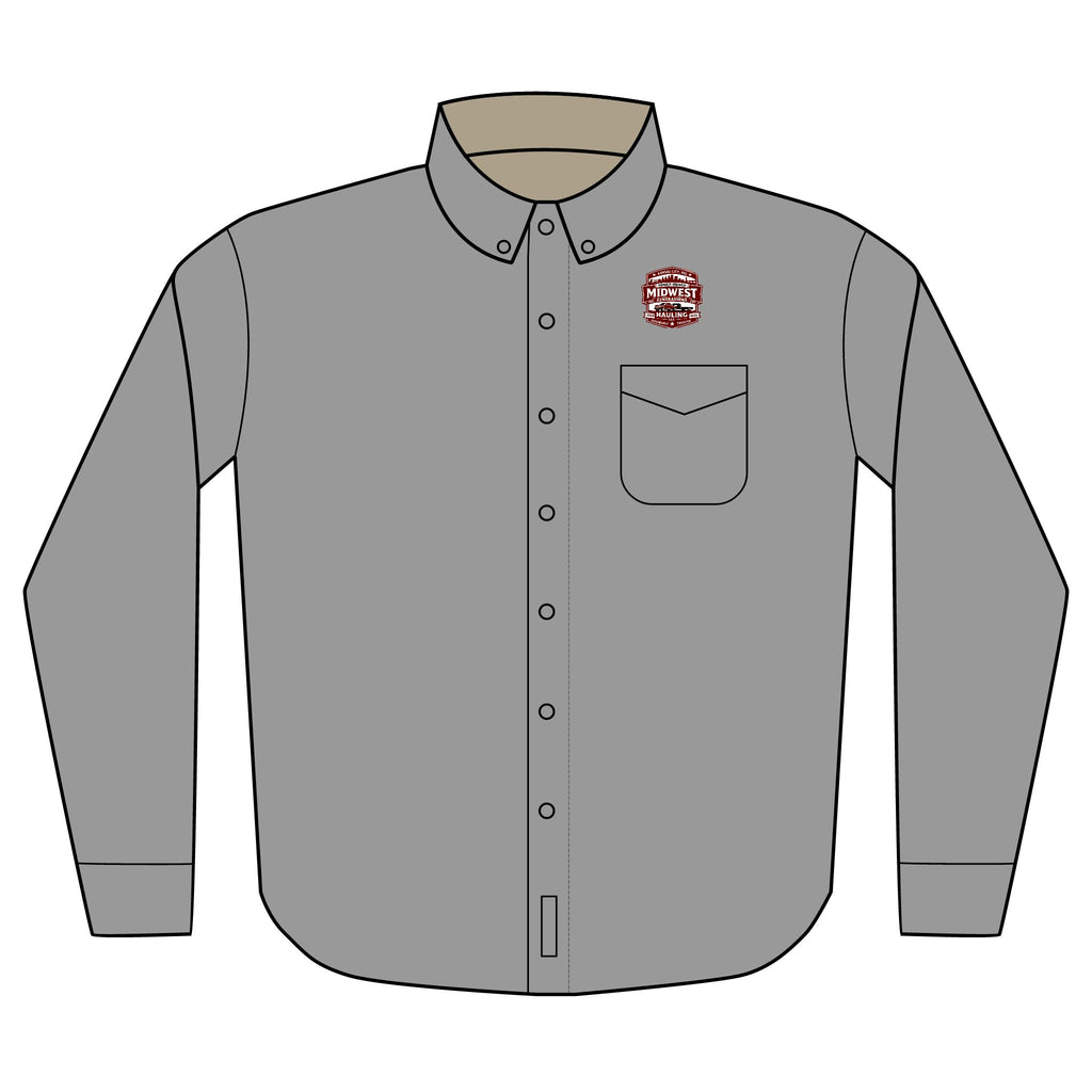 Embroidered Long Sleeve Work Shirt — Chest Logo Button-Down