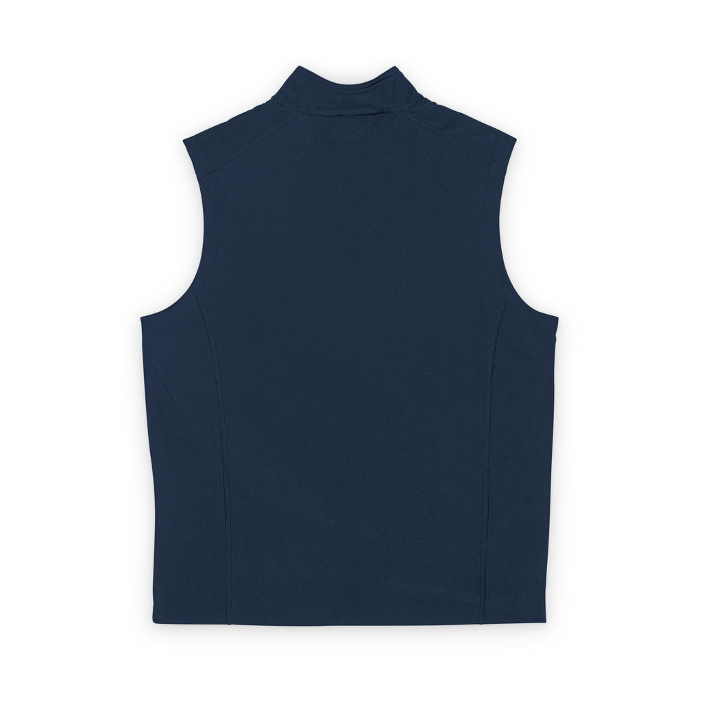 Men's Soft Shell Vest — Subtle Red & White Pixel Patch (embroidered)