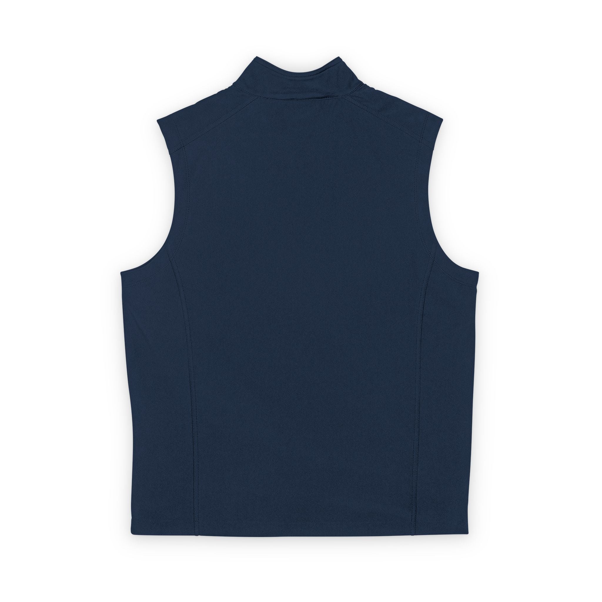 Men's Soft Shell Vest — Subtle Red & White Pixel Patch (embroidered)