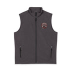 Men's Soft Shell Vest — Subtle Red & White Pixel Patch (embroidered)