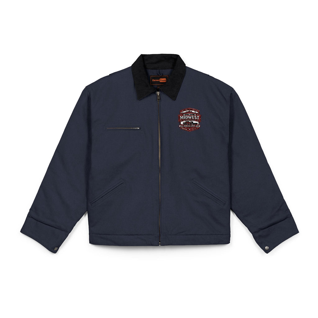 Work Jacket with Patriotic Floral Emblem – Durable Duck Cloth Utility Jacket (embroidered)