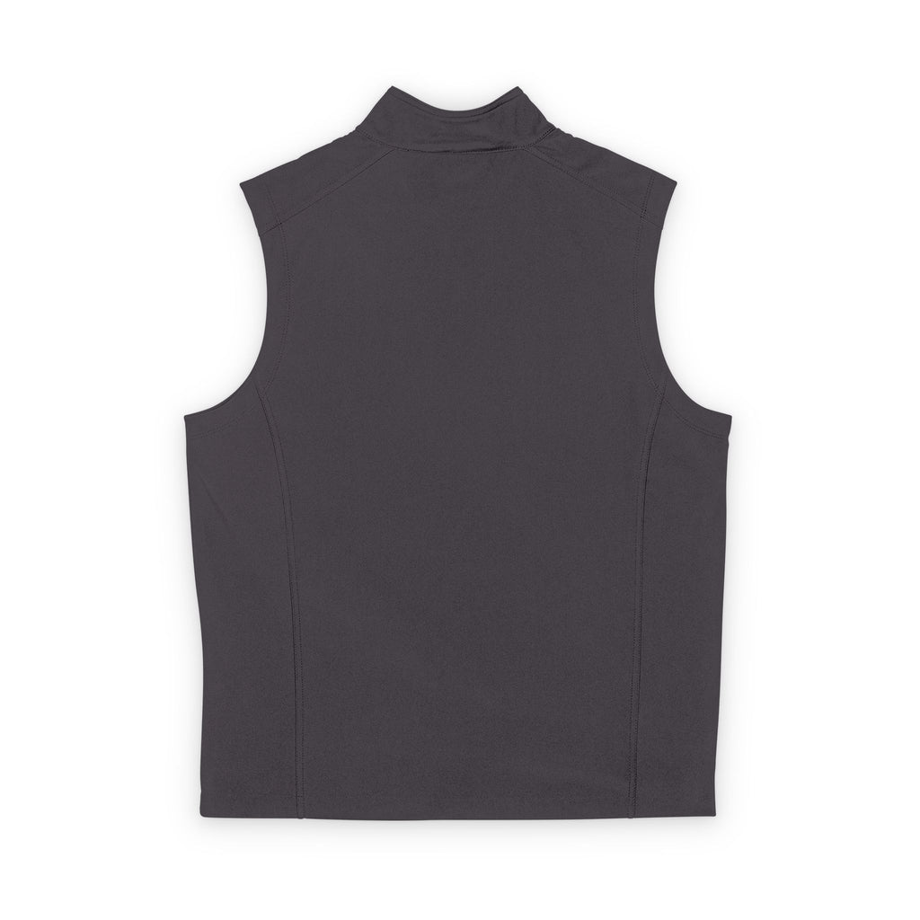 Men's Soft Shell Vest — Subtle Red & White Pixel Patch (embroidered)