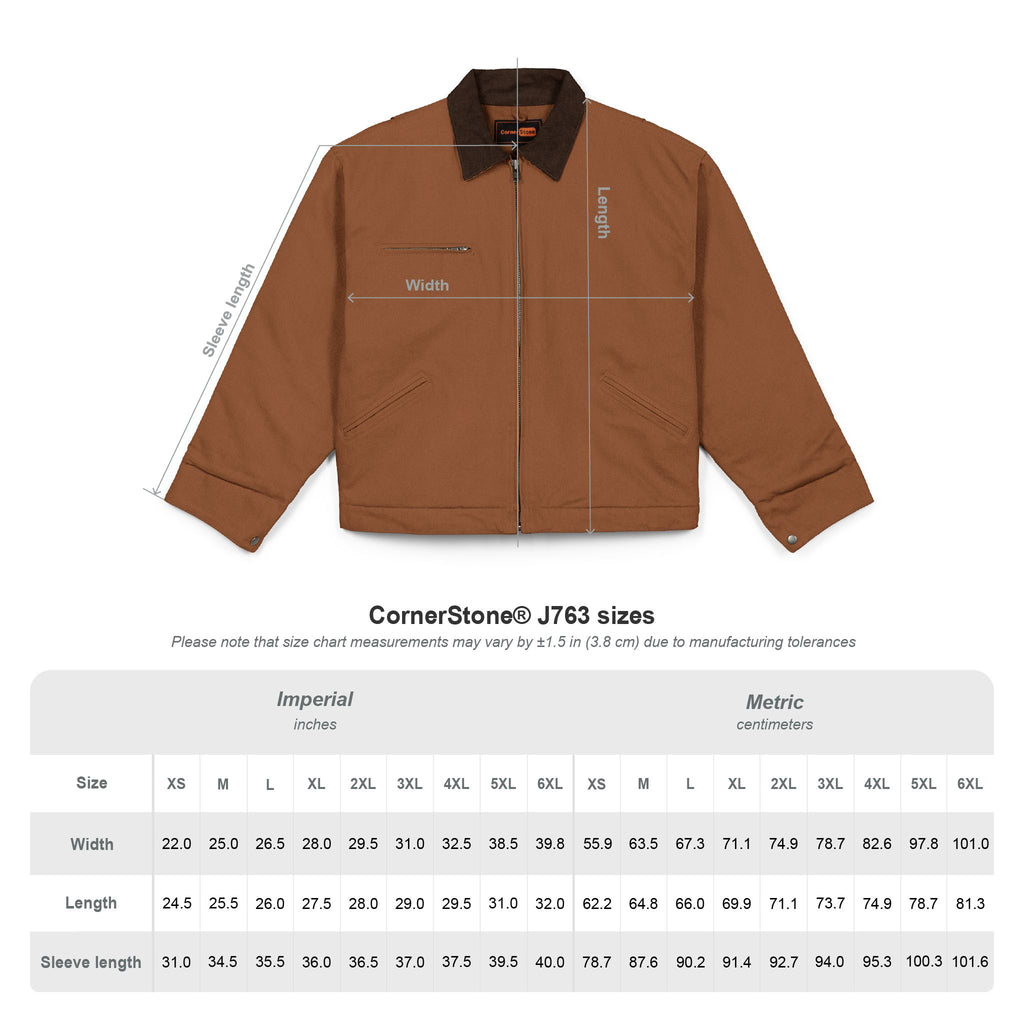 Work Jacket with Patriotic Floral Emblem – Durable Duck Cloth Utility Jacket (embroidered)