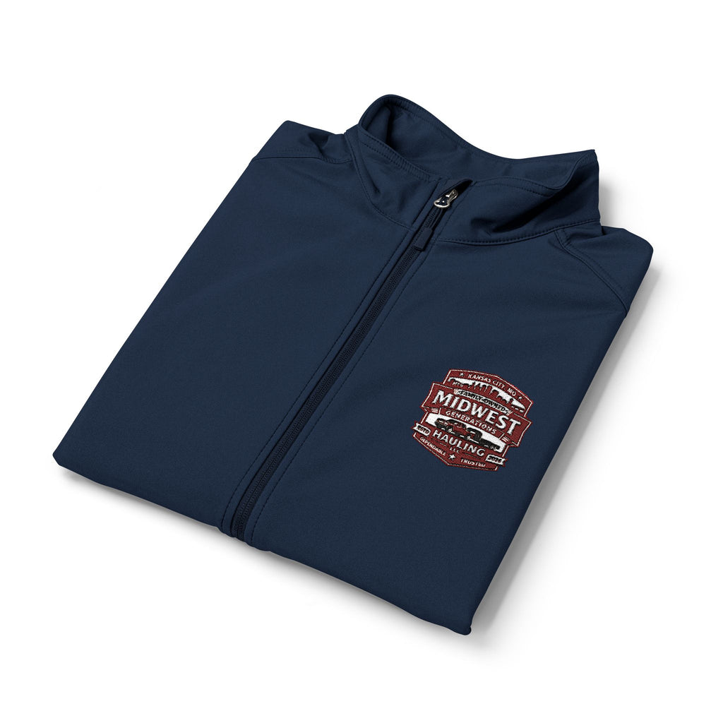 Men's Soft Shell Vest — Subtle Red & White Pixel Patch (embroidered)