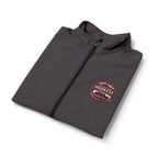 Men's Soft Shell Vest — Subtle Red & White Pixel Patch (embroidered)
