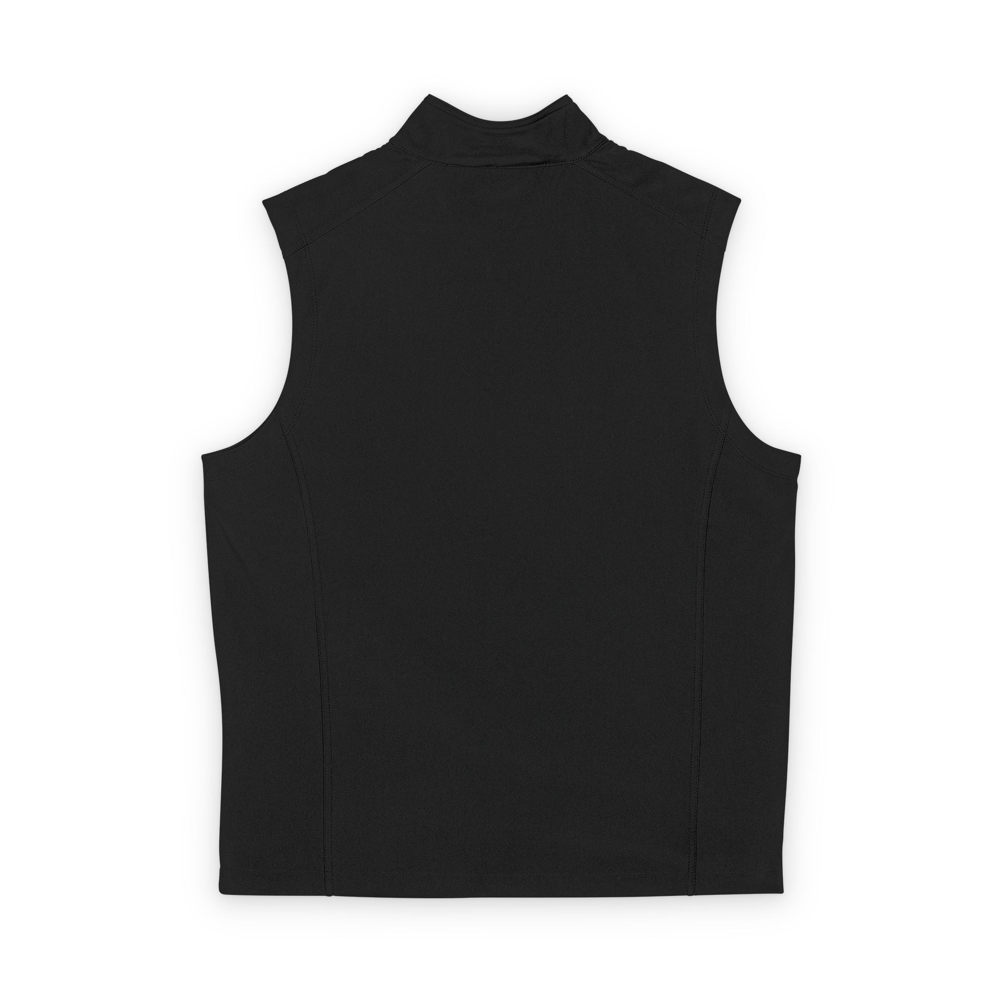 Men's Soft Shell Vest — Subtle Red & White Pixel Patch (embroidered)